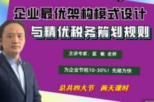 【39[红包]·S1192企业最优架构模式设计与精优税务筹划规则】