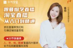 【捐赠9.9[红包]·《牛气学堂-跟暮烟学直播|淘宝直播从入门到精通》】