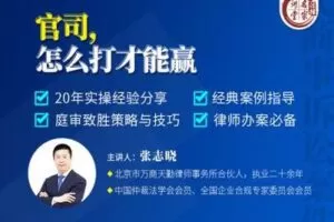 【捐赠16.9[红包]·《Z0401-法律名家讲堂-张志晓：官司，怎么打才能赢》】