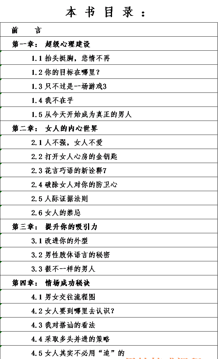 《你不可不知的情场致胜秘密》目录