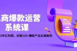 电商爆款运营系统课：迎接未来10年红利期，拆解100+爆款产品实操案例