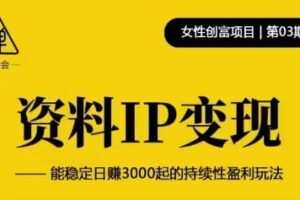资料IP变现，能稳定日赚3000起的持续性盈利玩法
