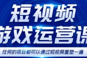 短视频游戏训练营，0门槛新手也可以操作，日入过千