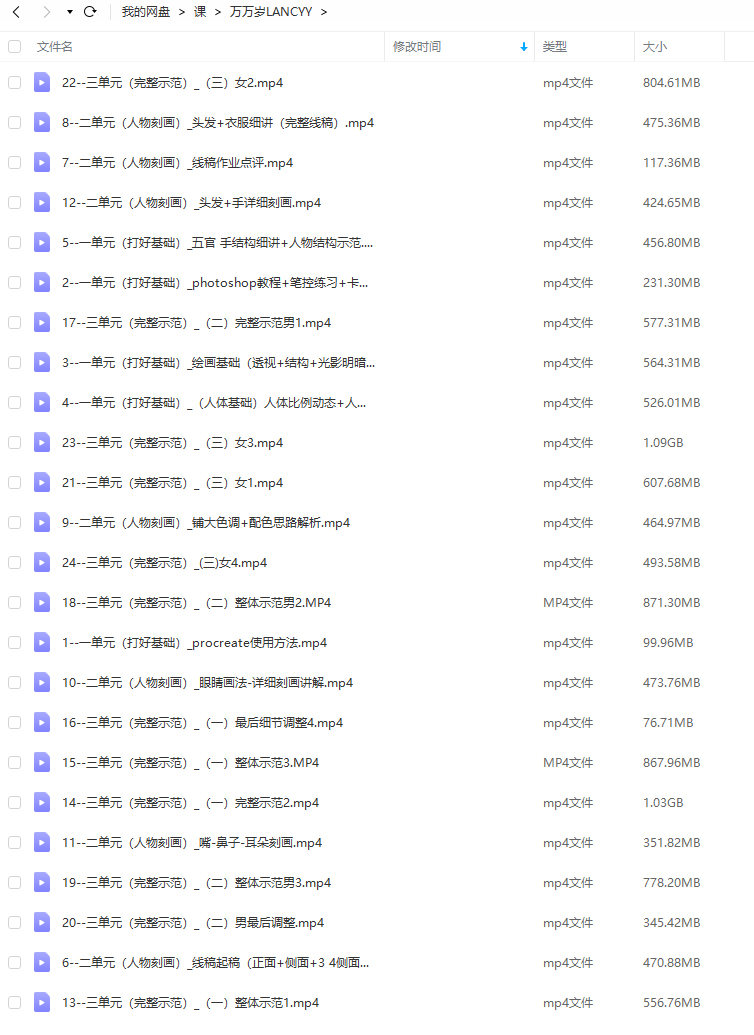万万岁Lancyy2022ipad半厚涂人像综合课程【画质不错只有视频】