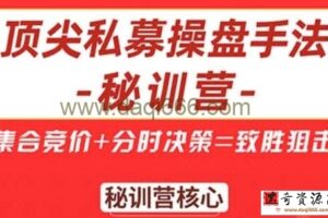 陈文顶尖私募操盘手法秘训营 集合竞价+分时决策
