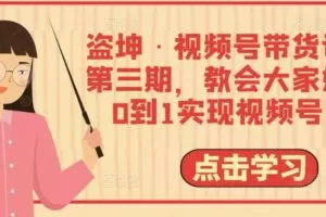 盗坤·视频号带货训练营第三期，教会大家如何从0到1实现视频号带货