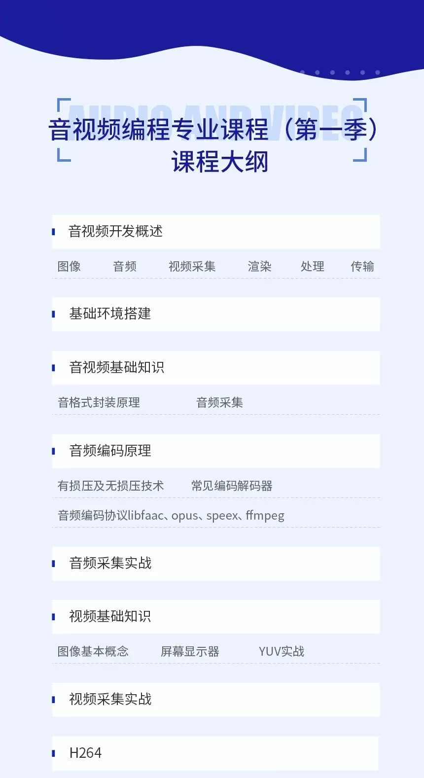 音视频开发技术学习视频教程(第一季)-2021进阶年课|完结无秘 音视频开发技术学习视频教程(第一季)-2021进阶年课|完结无秘