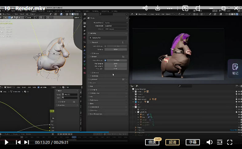 blender野马动画全流程【画质高清有素材】
