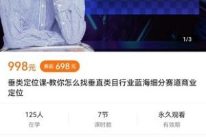 【众筹19.9[红包]·《垂类定位课-教你怎么找垂直类目行业蓝海细分赛道商业定位》】