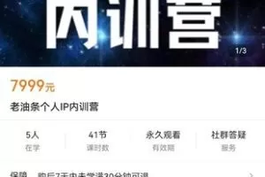 【众筹139.9[红包]·《老油条个人IP内训营》】