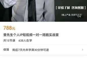 【众筹29.9[红包]·《曾先生个人IP短视频一对一陪跑实战营》】