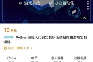 【捐赠价2.0[红包]·《Python编程入门到实战职场数据爬虫游戏实战课程》】 【原版无水印】