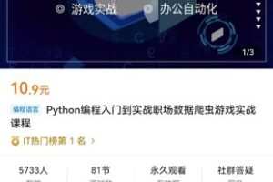 【捐赠价2.0[红包]·《Python编程入门到实战职场数据爬虫游戏实战课程》】 【原版无水印】