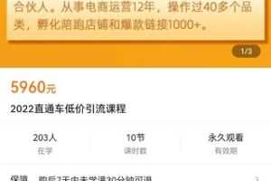 【捐赠价79.9[红包]·《2022直通车低价引流课程》】 【原版无水印】