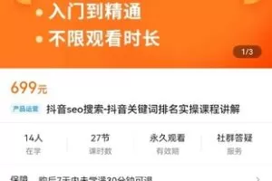 【捐赠价19.9[红包]·《抖音seo搜索-抖音关键词排名实操课程讲解》】