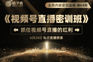 【捐赠价169[红包]·《桔子会-第64期-VIP会员内部密训课程-《视频号直播密训班》》】 【原版无水印】