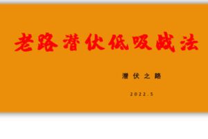 【捐赠49.99红包]·《淘金术-老路潜伏低吸战法】