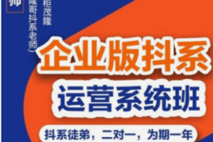 【捐赠199[红包]·《Z4804-电商掌柜杨茂隆-企业版抖系运营系统班》】 【原版无水印】