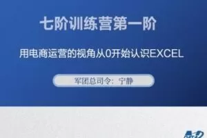 【捐赠29.9[红包]·《宁静数据化运营-新版七阶训练课程_[第一阶段]_用电商运营的视角从0开始认识EXCEL》】