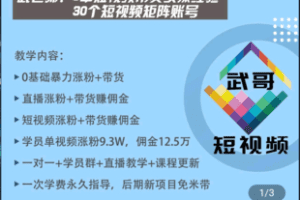 【捐赠69.9[红包]·《Z5047-武老师短视频：剪辑-涨粉-带货教学》】 【原版无水印】