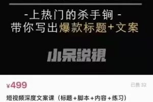 【捐赠19.9[红包]·《M0048-小呆-短视频深度文案课（标题+脚本+内容+练习）》】