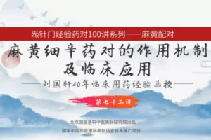 【捐赠9.9[红包]·《Z6481-qz-刘国轩药对100讲-第七十二讲-麻黄细辛的作用机制功能原理，及临床应用》】