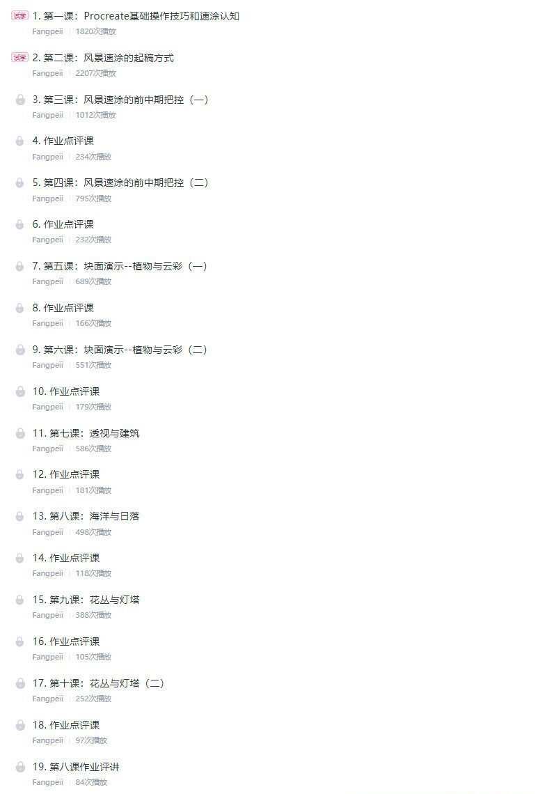 Fangpeii夏日速涂2021年8月Ipad插画课【画质还行有课件】 Fangpeii夏日速涂2021年8月Ipad插画课【画质还行有课件】