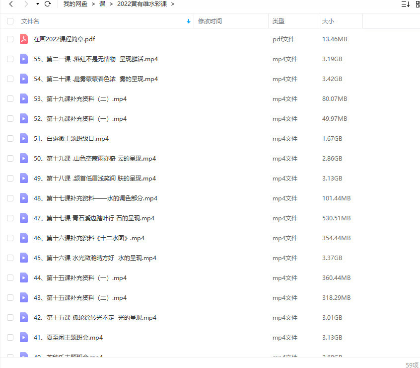 【缺课】在画2022黄有维水彩年课【画质不错只有视频】
