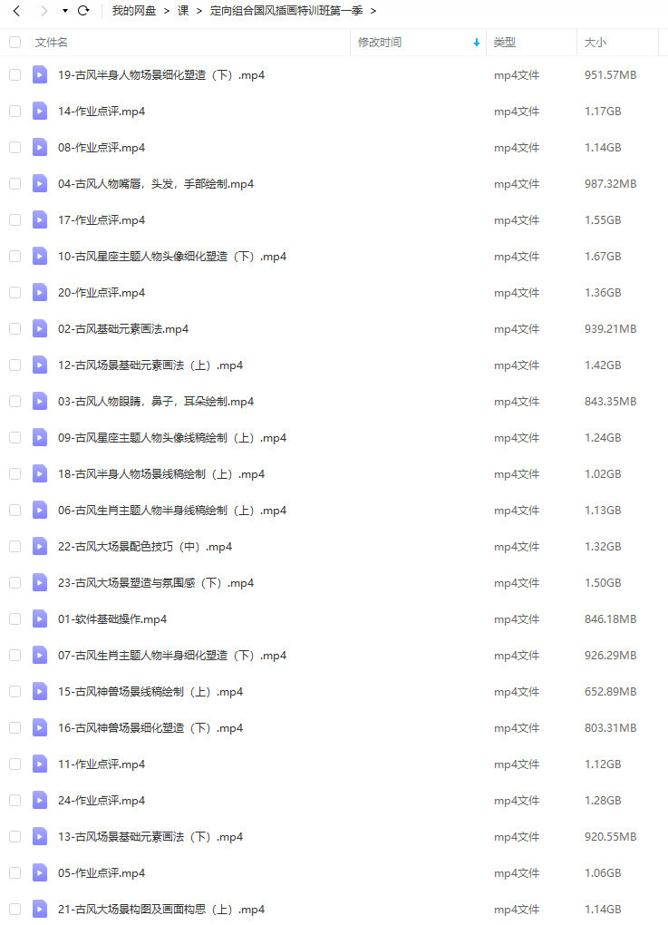 定向组合国风插画特训班2022第1季【画质不错只有视频】