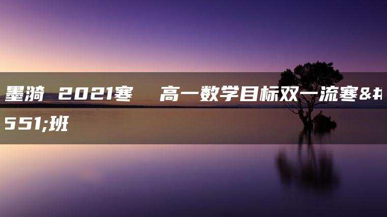 孙墨漪 2021寒  高一数学目标双一流寒假班