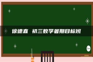 徐德直 初三数学暑期目标班