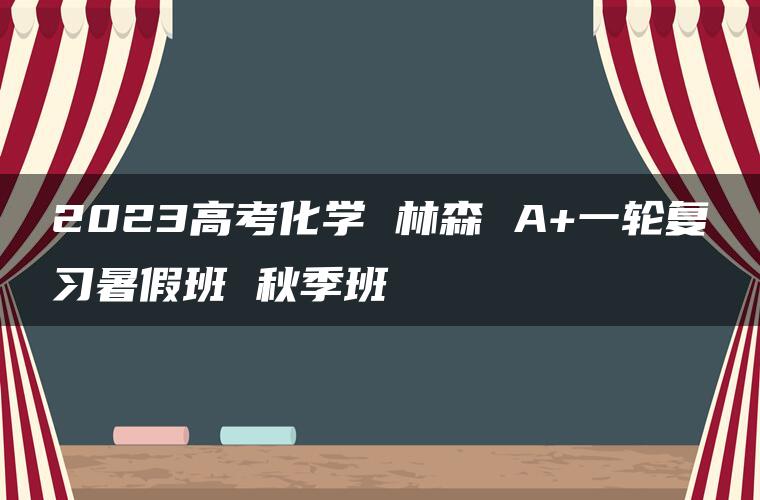 2023高考化学 林森 A+一轮复习暑假班 秋季班