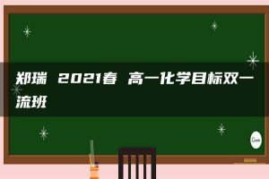 郑瑞 2021春 高一化学目标双一流班