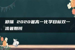郑瑞 2020暑高一化学目标双一流暑期班