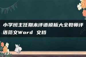 小学班主任期末评语模板大全教师评语范文Word 文档