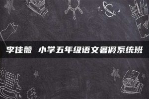 李佳薇 小学五年级语文暑假系统班