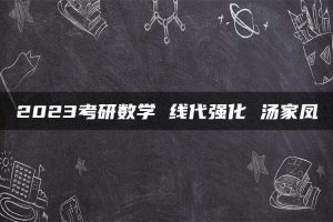 2023考研数学 线代强化 汤家凤
