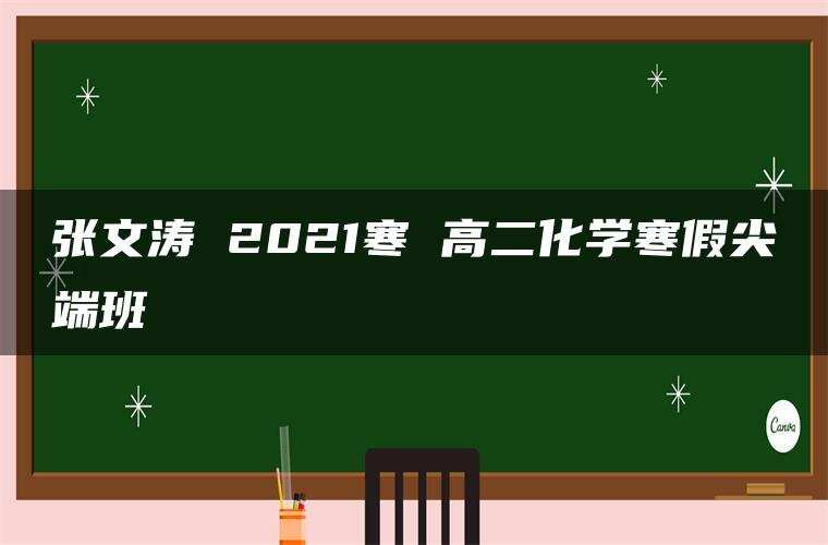 张文涛 2021寒 高二化学寒假尖端班 张文涛 2021寒 高二化学寒假尖端班