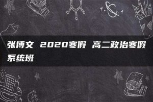 张博文 2020寒假 高二政治寒假系统班