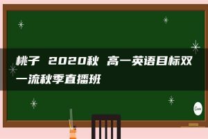 桃子 2020秋 高一英语目标双一流秋季直播班