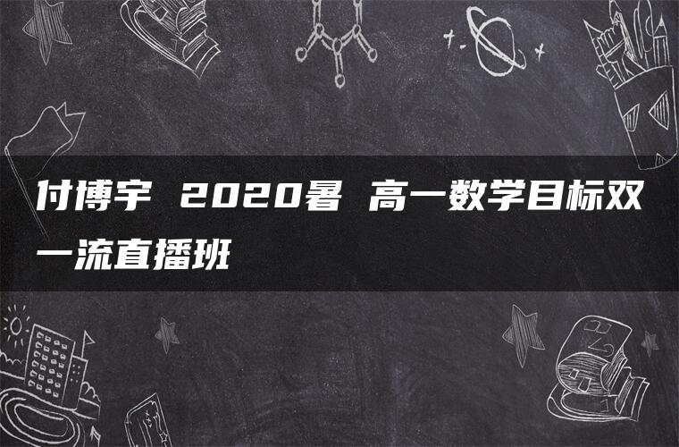 付博宇 2020暑 高一数学目标双一流直播班
