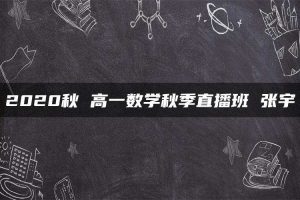 2020秋 高一数学秋季直播班 张宇