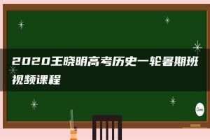 2020王晓明高考历史一轮暑期班视频课程
