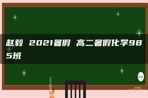 赵毅 2021暑假 高二暑假化学985班