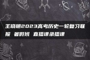 王晓明2023高考历史一轮复习联报 暑假班 直播课录播课