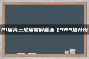 21届高三地理寒假崔亚飞985提升班