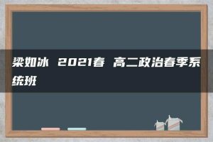 梁如冰 2021春 高二政治春季系统班