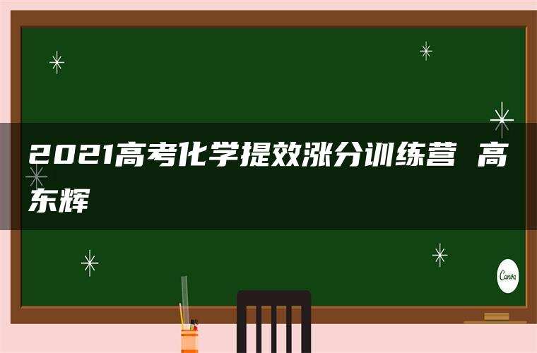 2021高考化学提效涨分训练营 高东辉
