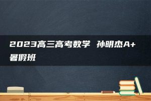 2023高三高考数学 孙明杰A+ 暑假班
