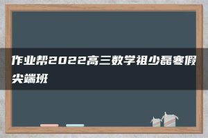 作业帮2022高三数学祖少磊寒假尖端班